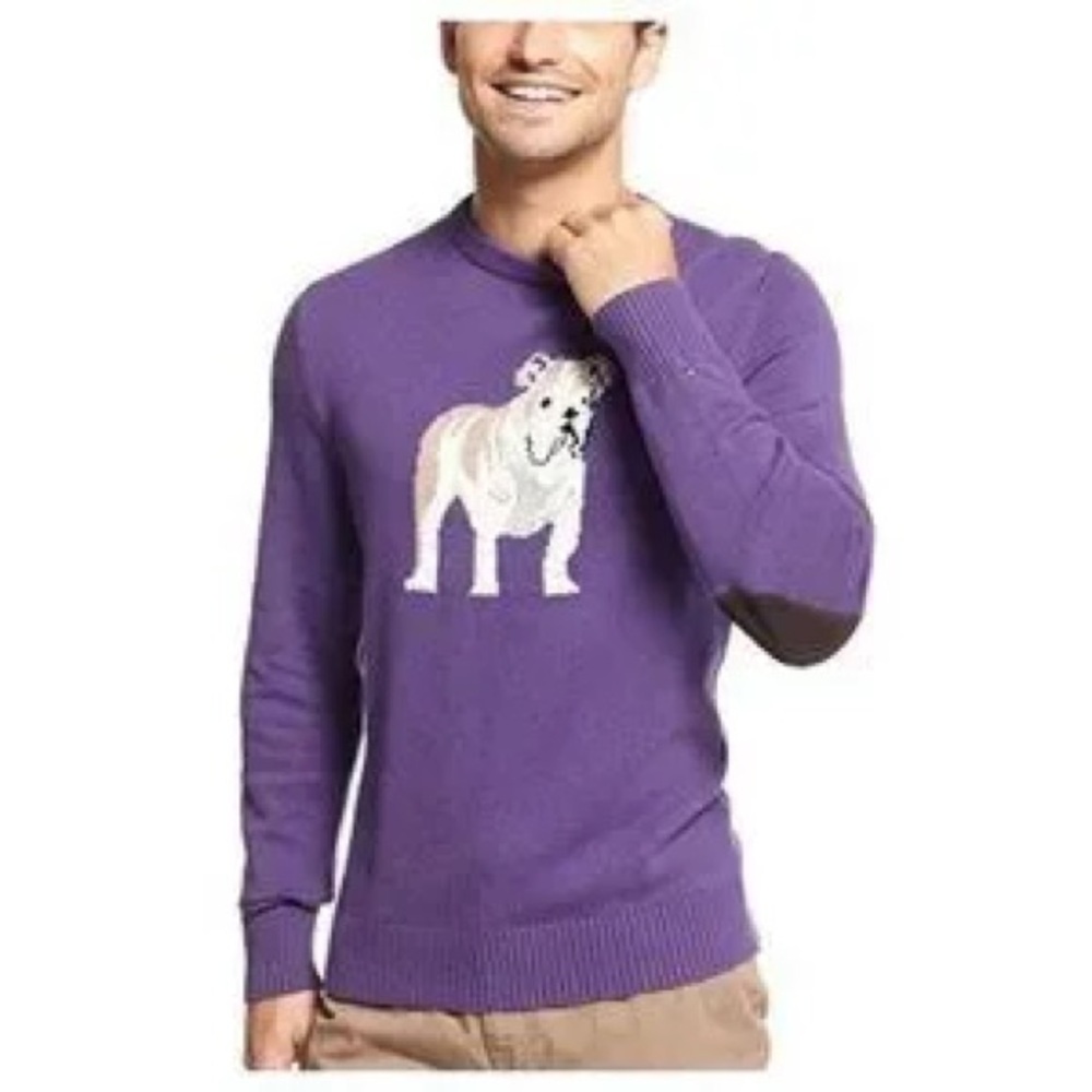 TOMMY HILFIGER Bulldog Sweater Purple sz L Men's